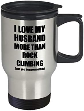 Rock Climbing сопруга патувања за патувања смешна идеја за подароци за вineубените за мојот сопружник overубител од сопругот чај од
