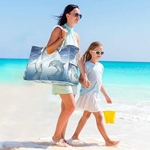 Торба со плажа Алаза, скокање делфини - торбички за патувања со слики за слики за кампување, вежбање