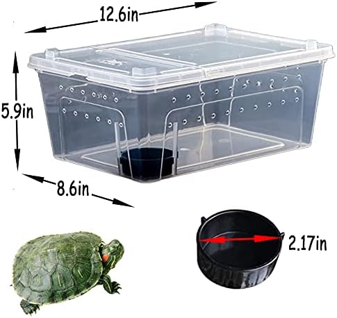 Кутија за хранење на влекачи со влекачи 2PCS кутија за размножување на змии Транспарентно животинско живеалиште кафез преносен пластичен контејнер