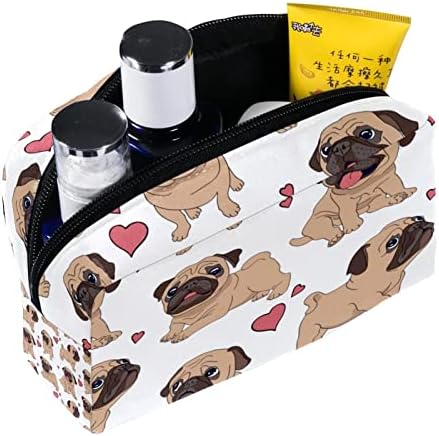 Мала Торба За Шминка, Патент Торбичка Патување Козметички Организатор За Жени и Девојки, Мопс Цртани Кучиња