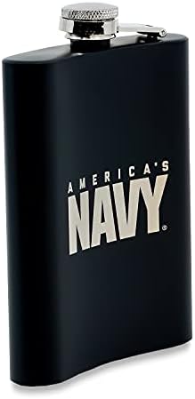 Морнарица 8 мл Колба | Колба За Колкови Од Нерѓосувачки Челик За Алкохол-Мат Црна, Одлична Идеја За Подарок За Ветераните