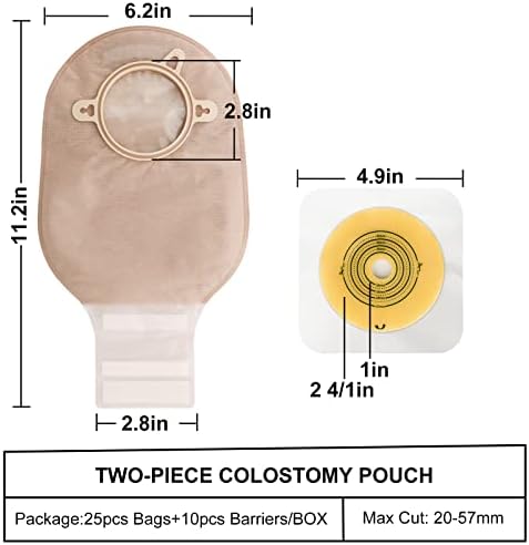 Vlookup 20 парчиња торби за колостомија, материјали за остемија, двојно одводните торбички со затворање за грижа за илеостомија