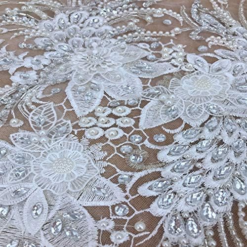 Рачно изработено Rhinestone Applique Silver Crystal Blassom Blossom со бисер везени детали за цвеќиња за Bridal Fuest Ballgown стил