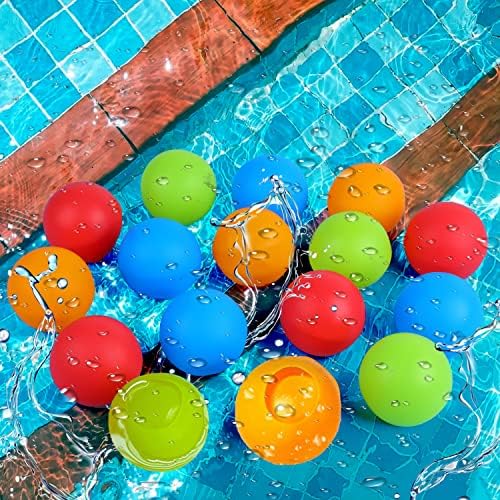 Кимобер 16 парчиња балони за еднократно вода, полнење на балони за балони со вода за само-запечатување на бомби за деца за забава за базени