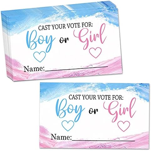 Yuansail Полот Откријте игра-девојка или момче фрли картички за гласови за гласови за гласови за туширање-пакет од 50 （BABY03）