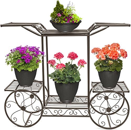 SORBUS® Garden Cart Stand & Flower Pot Fant Slick Rack Rack, 6 нивоа, париски стил - совршен за дом, градина, внатрешен двор