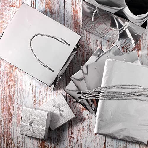 12 Пакувајте Метални Торби За Подароци Торби За Забави Торби За Купување Хартија Со Рачки Рефус И 12 Листови Хартија За Завиткување