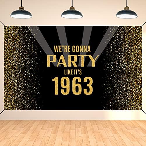 Дарунакси 60-ти Роденден Црна Злато Партија Декорација, Гроздобер 1963 Банер 60 Годишнината Партија Материјали Назад во 1963 Постер Позадина