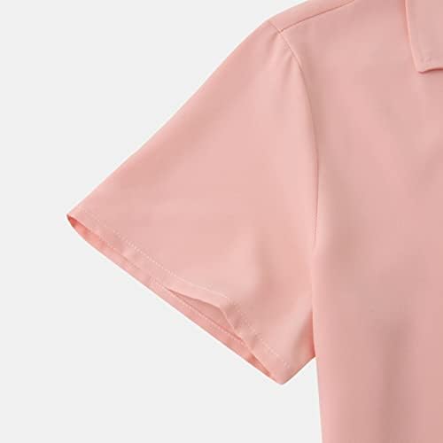 Менс кошула кошули случајно опуштено копче за вклопување надолу кошули со цврста боја на кратки ракави на јака од јака од јака