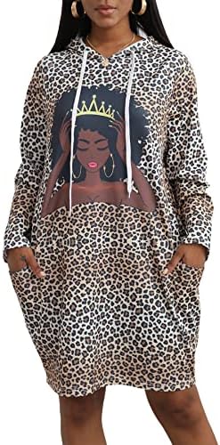 Bdawqug црни жени Афроамерикански обичен худи фустан Меланин џемпер за женски модни фустани во 2022 година