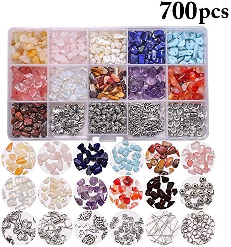 Funpa Gemstones Beads Kit DIY креативни разновидни карпести мониста во боја, чипс камења