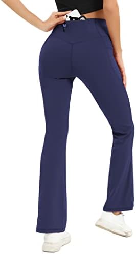 Панталони за јога за подигање на нокаат со џебови за жени со високи половини од одблесокот, контролни панталони за контрола на стомакот