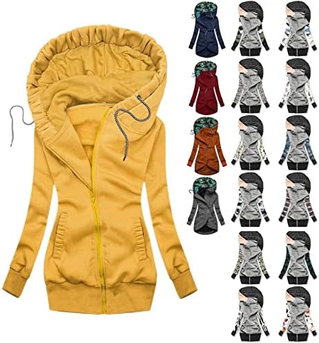 TWGONE топли јакни за жени со качулка есен зимски јакна по поштенски дуксери случајни тенок фитл палто со џебови