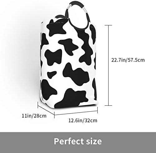 Црно-Бело Печатење Од Крава 50 литри Квадратна Торба За Складирање Валкана Облека Што Може Да Се Преклопи/Со Рачка За Носење/Погодна