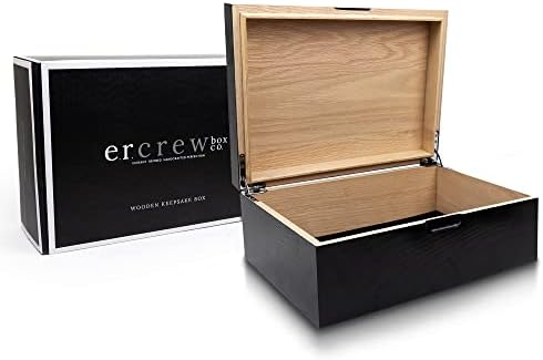 Е.Р. Ко -кутија со екипаж. Голема дрвена кутија со капаче за шарки - 12x9 инчи дрвена кутија. Дрвена кутија за складирање, декоративна