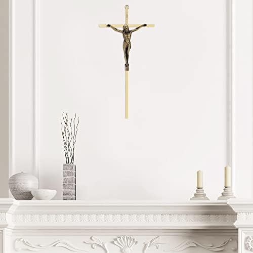 DCCXN Crucifix Wallиден крст, метален католички висин wallиден декор - 10 инчи, сјајно злато