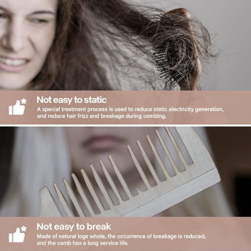 НехЗГНГУХ широко заби дрвен чешел, погоден за долга коса на мажи, жени и деца, кадрава коса, тврда коса и густа коса, намалување на