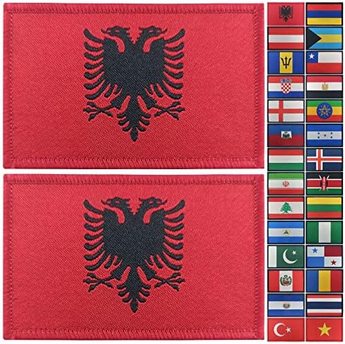 JBCD 2 пакет Албанија знаме за лепенка албански знамиња тактичка лепенка на гордоста на знамето за облека за лепенка за рака, воена