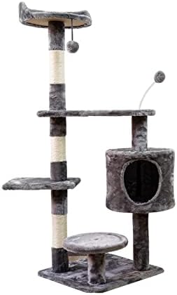 Кај повеќе нивоа големо дрво за мачки, кула со мачки со пријатна кадифен и хамакови за затворени мачки, центар за активности за активност
