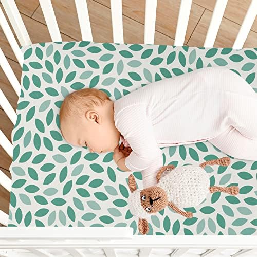 Kicpoay опремени чаршафи за креветчиња, градиент лисја растителни преносни преносни листови за игра за бебиња, дишејќи мек душек мини