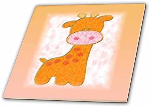 3drose Слика на праска и розова цртана жирафа во цртан филм во импресионизам - плочки