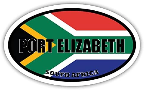 Порт Елизабет Јужна Африка Знаме Овална Налепница Винил Браник Налепница 3х5 инчи