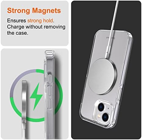 Магнетски случај на Swanscout за iPhone 14 Plus, компатибилен со Magsafe, анти -жолто УВ -облога, заштита од капка и отпорна на гребење - кристално