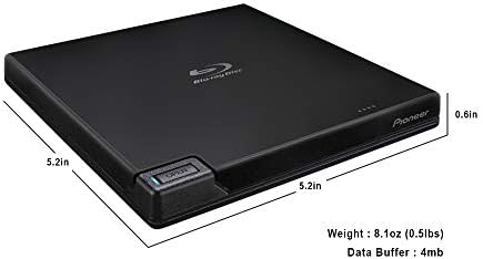 Pioneer BDR-XD07UHD Пренослив 6x Ultra HD 4K Blu-ray Режач Надворешен Погонски Пакет Со Код За Инсталација За Преземање Софтвер
