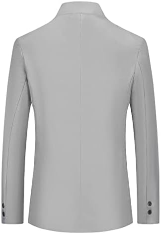 Maiyifu-Gj Man's Casual 3 копче костум од костум гроздобер штанд јака лесен спортски палто елегантен цврст тенок фит фустан блејзер