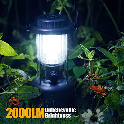 LED кампување Фенер - 2000LM Променлива моќност Ретро батерија со напојување со компас, висока осветленост на пајажина за пешачење,