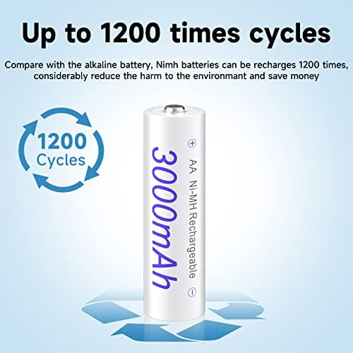 High Батерии За Полнење Висок Капацитет 3000mAh 1.2 V Nimh Двојно А Батерии Ниско Само Празнење, 8-Пакет