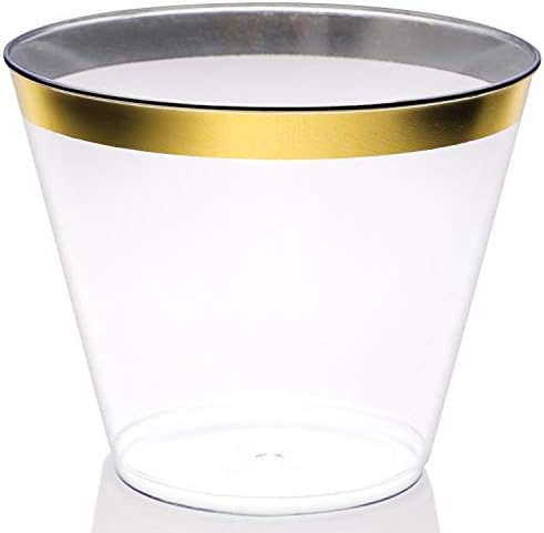 Златни раб чаши 100x ~ 9oz ~ Совршено за какви било свадби на DIY, невестински тушеви, родендени, забави за ергени или забави за коктел