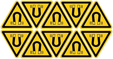 Триаголник Патикил Пазете се од знакот за предупредување за магнетно поле самостојно лепило жолто со црни зборови 20мм/0,78инх за машина, пакет со инструменти и опрем