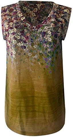 МИЈАШУИ Прилагодливи Блузи За Жени Пакуваат Камизола Жени Обични Печатени Врвни Резервоари Без Ракави Мода V - Вратот 3xl Врвови