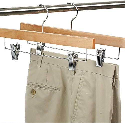 Гуангминг - закачалки со дрвени панталони, 5 парчиња здолниште од дрво, панталони со дното на обележја со прилагодливи метални клипови,