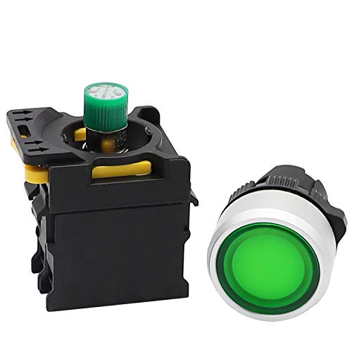 MXUTEUK Зелен LED светлосен напон 110V-220V 22mm 1NO водоотпорен IP65 SPST моментален прекинувач за копче за притискање 10A 600V LA155-A1-10D-G