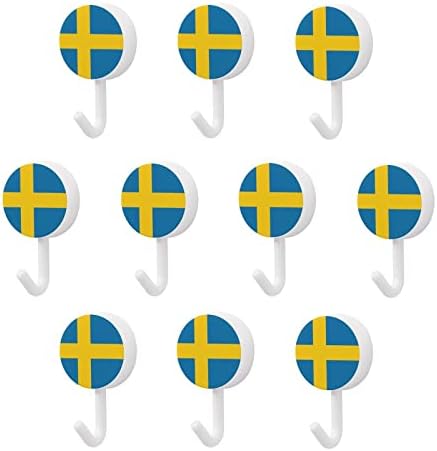 Шведска знаме 10 парчиња пластична кука симпатична wallидна кука клуч за кука за домашна кујна