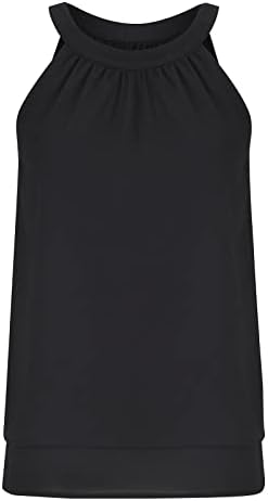 Women'sенски врвови за застој, фустани слоевити блузи за жени плус големина без ракави кошула, проток на летни кошули дами гроздобер тимови