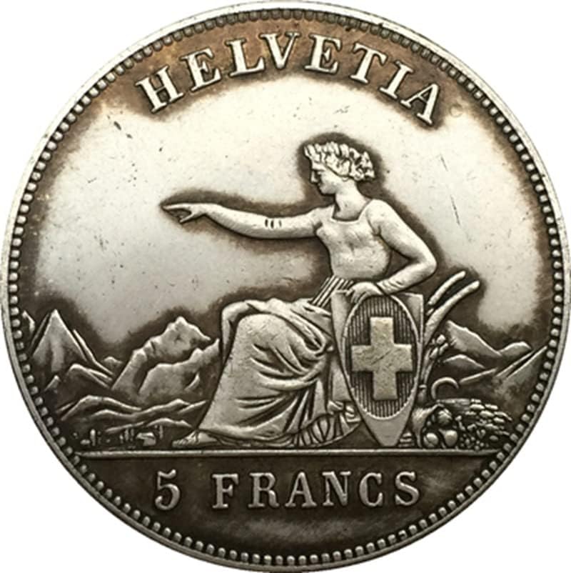1863 Швајцарски Монети Бакар Сребрени Антички Монети Монети Занаети Колекција Може Да Удар