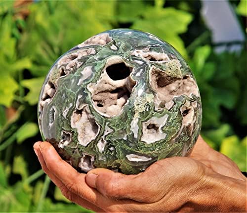 Уникатен Природен Полиран Друзи Зелен Мов Агат Кристално Камена Сфера Чакри Исцелување Големи Сурови Топчести Минерали Примерок