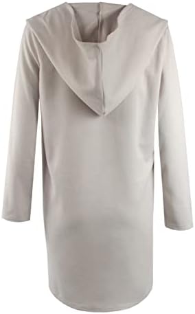 Candенски качулка кардиган обични долги ракави отворени предни туники џемпери волна грашок од палто со џебови со џебови