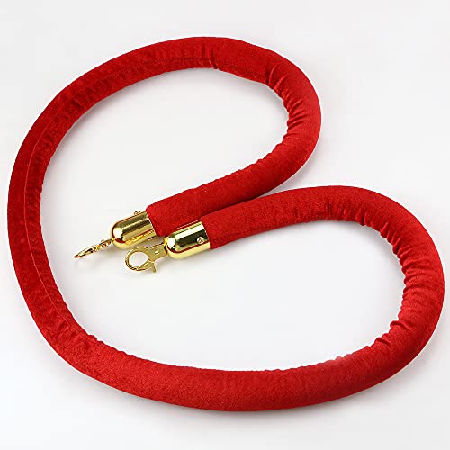 CZWESTC 2 PCS црвен кадифено јаже, јаже за контрола на толпата со полирани златни куки, густо стабилно редица за редици за јаже со кадифено