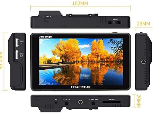 Andycine C6 6 Full HD Ultra-Bright Ecreence на допир на монитор на камера, поддржува 4K HDMI