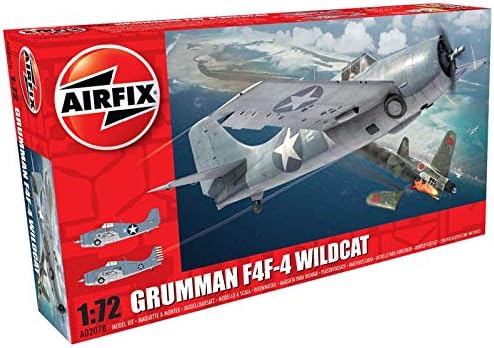 Airfix Grumman F4F-4 Wildcat 1:72 WWII Воена авијација Пластичен модел комплет A02070, сет од 2 LED 158