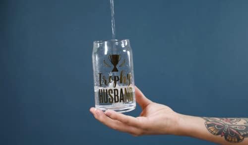 Трофеј Сопруг Пиво Може Стакло Со Златни Букви | Барвер Стакларија | 15 унца