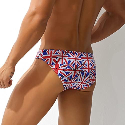Менски патриотски брифинзи за пливање плус големина Брзо суво бикини спортски костими за капење со низок половината еластични 3Д знамиња за пливање стебла за мажи