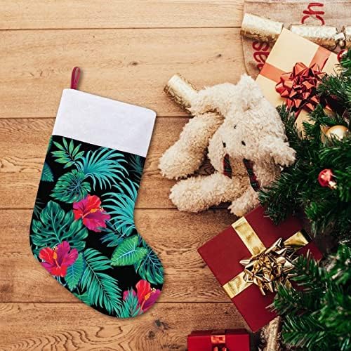 Тропски дланки и хибискус ботанички црвени Божиќни празници за домашни украси за домашно дрво камин виси чорапи