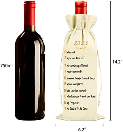 Подарок за пензионирање на сикохом, кеси за вино 2023,14 Пензионирано шише со шише со шишиња со шишиња, среќни пензионирање, подарок