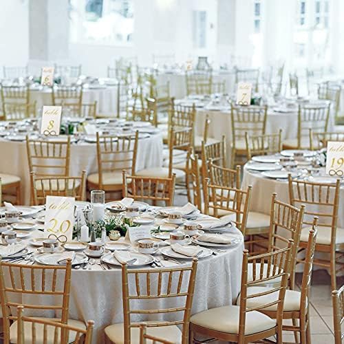 Врвни броеви на свадбени табели со држачи/штандови - вклучува двострана и вистинска златна фолија, 4x6 бела и златна боја, броеви
