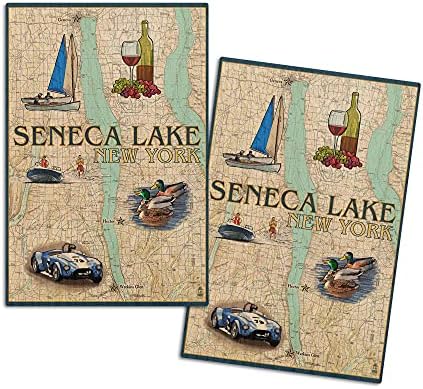Езеро Сенека, Њујорк, Наутичка Карта Бреза Дрво Ѕид Знак